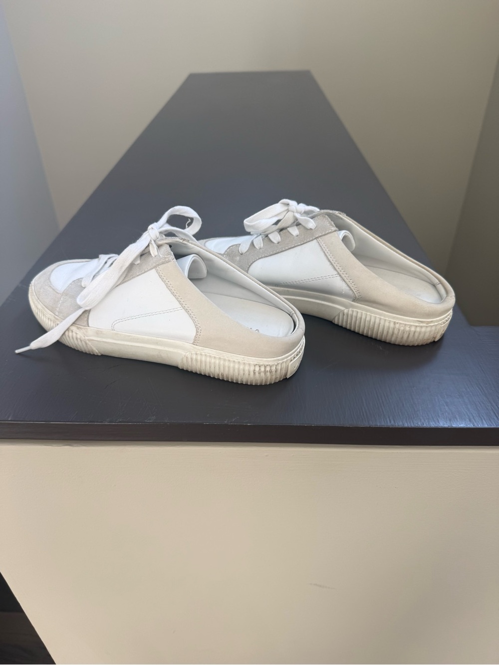 Vince White and Light Gray Lace-Back Slip-On Sneakers